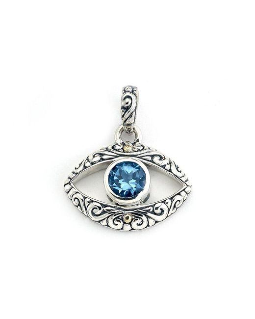 Samuel B. Metallic 18k & Silver Blue Topaz Evil Eye Pendant