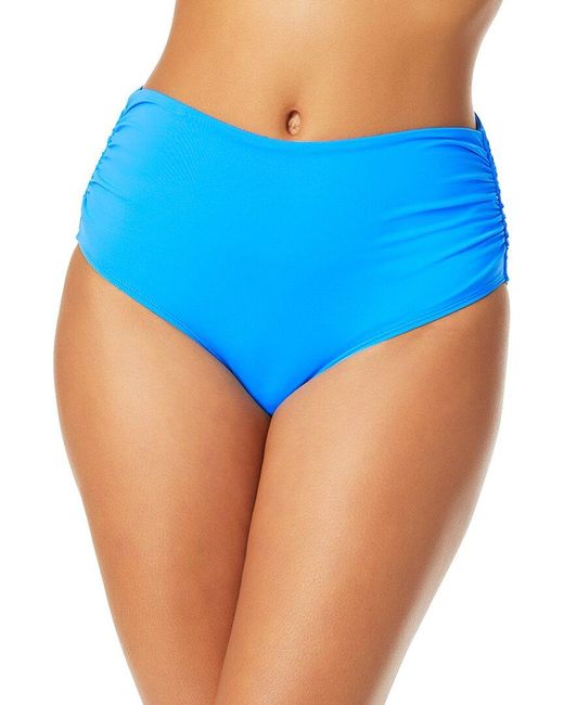 Anne Cole Blue Hi Waist Shirred Bottom