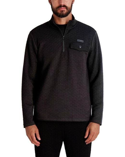 Karl Lagerfeld Black Quilted 1/4-Zip Pullover for men