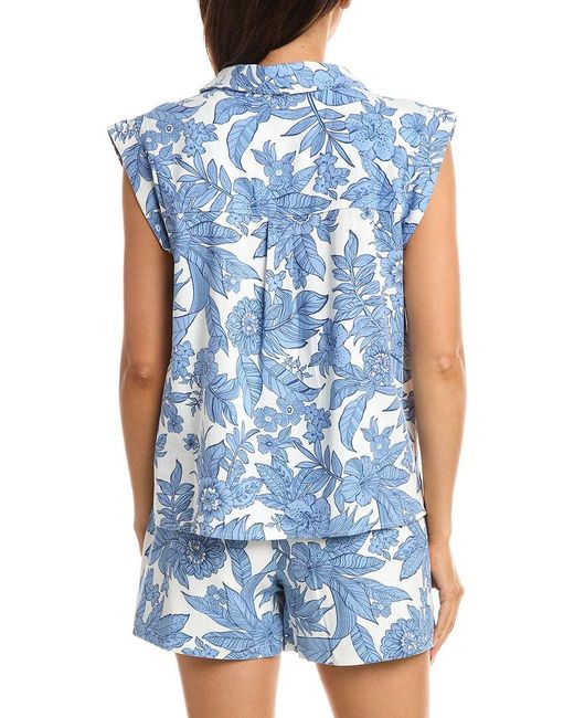 Fate Blue Linen-Blend Top