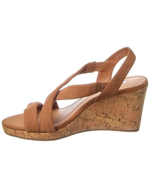 Dune Brown Kamies Leather Wedge Sandal