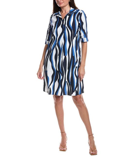 Joseph Ribkoff Blue Front Pleat Polo Dress