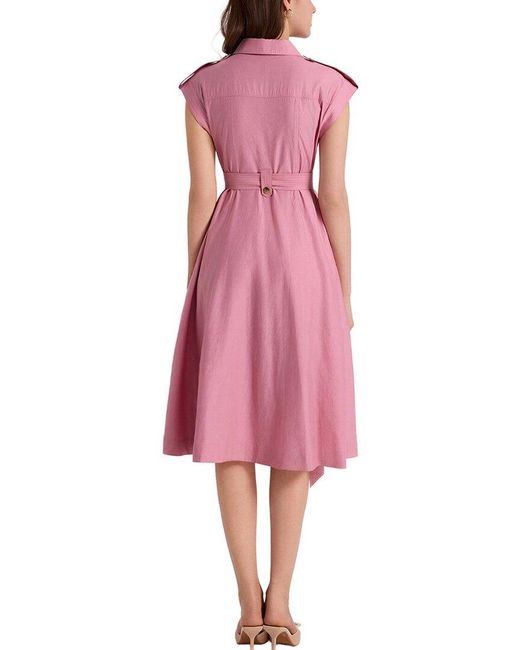 MIRA RICHI Pink Button Down Midi Dress
