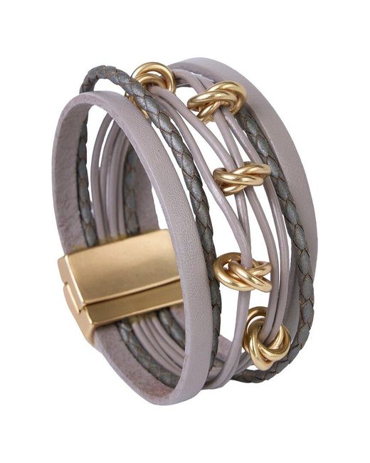 Saachi Gray Knotted Charm Leather Bracelet