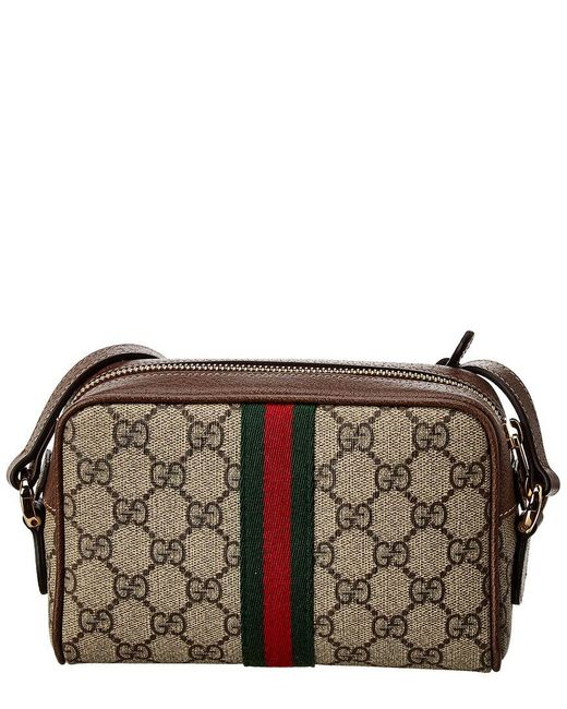 Gucci Brown Ophidia Mini GG Supreme Canvas Shoulder Bag