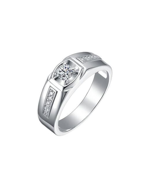 Genevive Jewelry White Rachel Glauber Plated Cz Ring for men