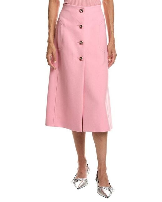 Prada Pink Wool Midi Skirt