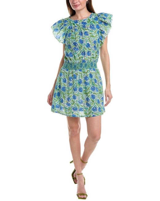 Lilla P Blue Smocked Waist Mini Dress