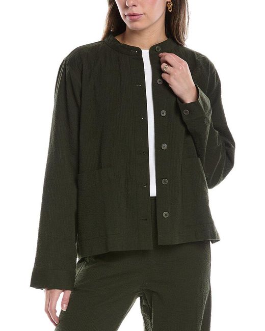 Eileen Fisher Green Mandarin Collar Jacket