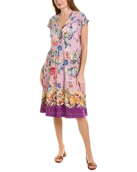 Johnny Was Topiary Tiered Tea Length Dress Lyst