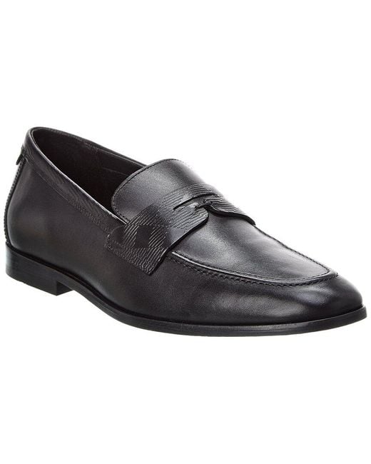 Ted Baker Black Adlerrc Debossed Leather Saddle Loafer for men