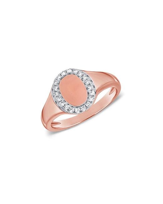 Sabrina Designs 14k Rose Gold 0.10 Ct. Tw. Diamond Signet Pinky Ring