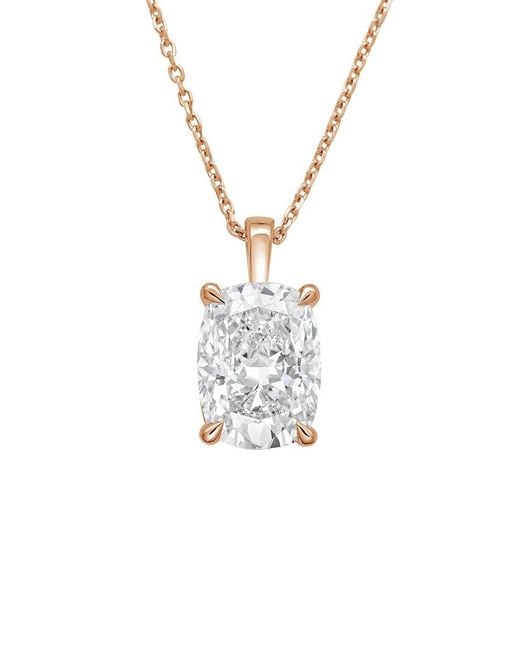 Diana M White Diana M. 14K Rose 10.00 Ct. Tw. Lab-Grown Diamond Solitaire Pendant