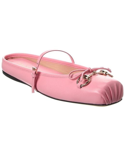 Gucci Pink Horsebit Leather Mule