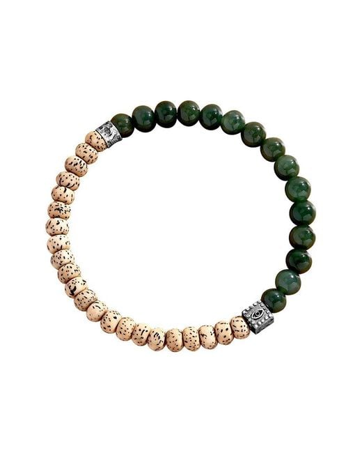 Karma and Luck Black Jade/ Bodhi Seed Bead Stretch Bracelet