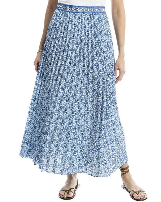 Max Studio Blue Pleated Maxi Skirt