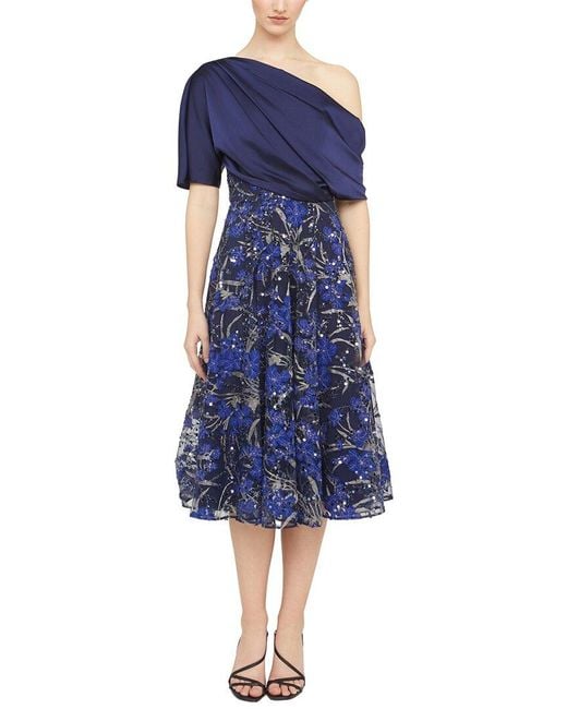THEIA Blue Emory Tea Length Dress