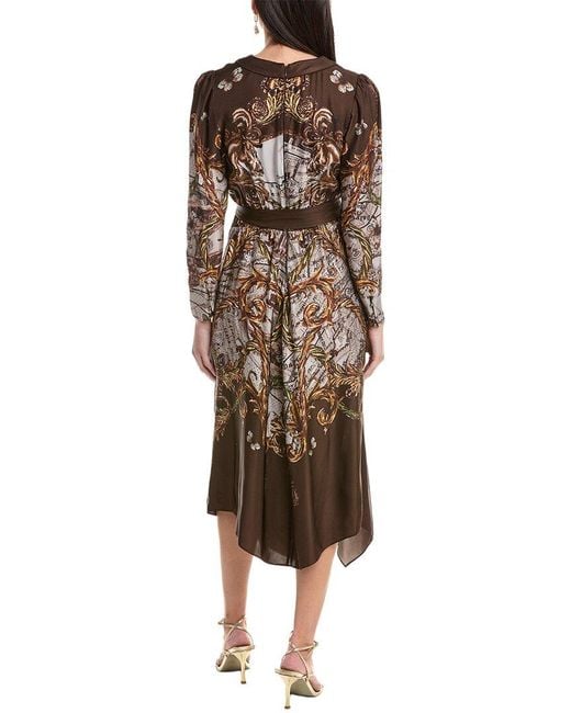 Marchesa Brown Marchesa Rosa Twill Midi Dress
