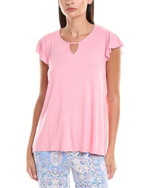 Ellen Tracy Pink 2Pc Top & Short Pajama Set