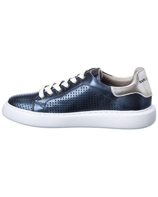 Karl Lagerfeld Perforated Leather Sneaker in Blue for Men | Lyst