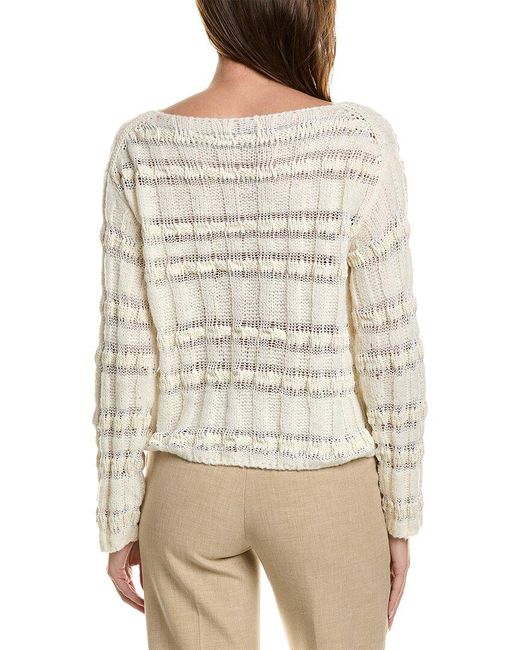 Lafayette 148 New York Natural Bateau Neck Wool & Silk-blend Sweater