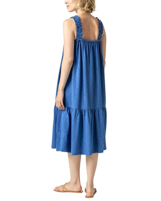 Lilla P Blue Gathered Strap Peplum Dress