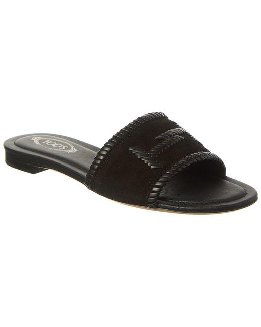 Tod's Black Suede & Leather Sandal