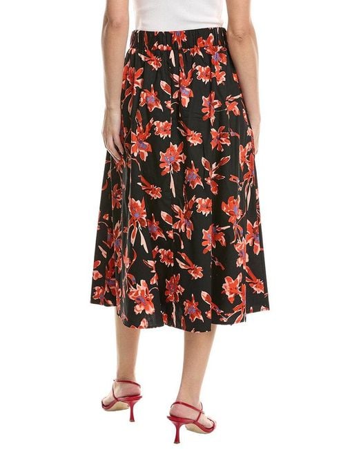 NVLT Red Poplin Midi Skirt