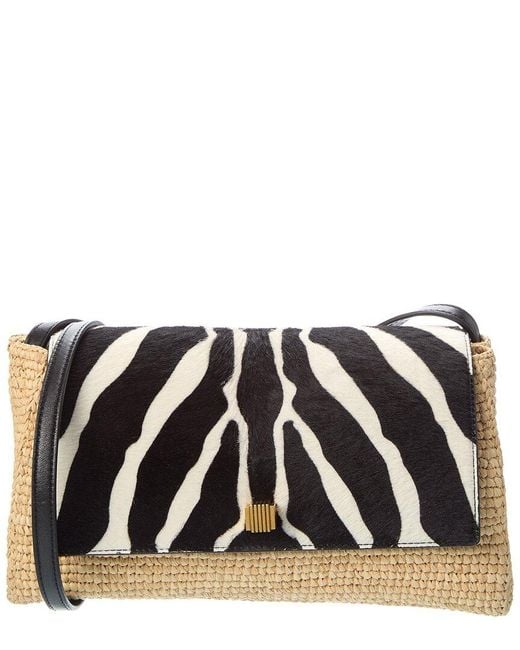 Khaite Black Audrey Raffia & Haircalf Crossbody