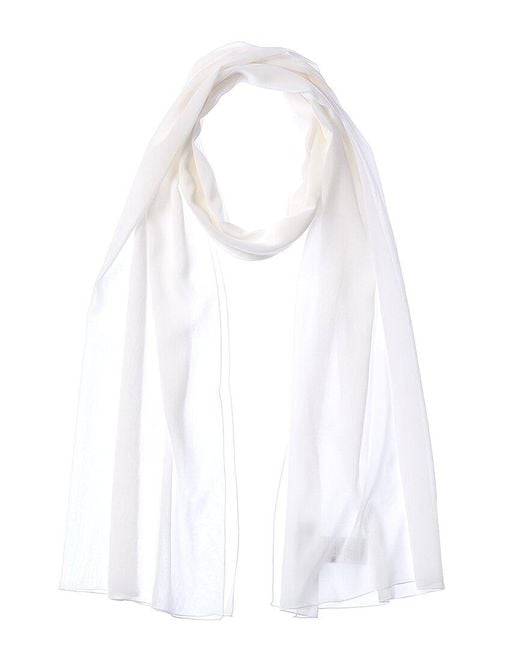 Dolce & Gabbana White Chiffon Silk-Blend Scarf