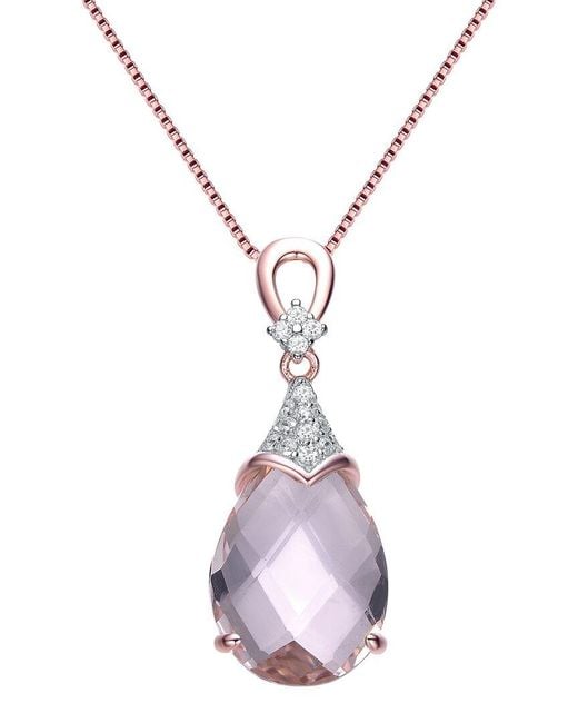 Genevive Jewelry Pink 18k Rose Gold Vermeil Cz Pendant