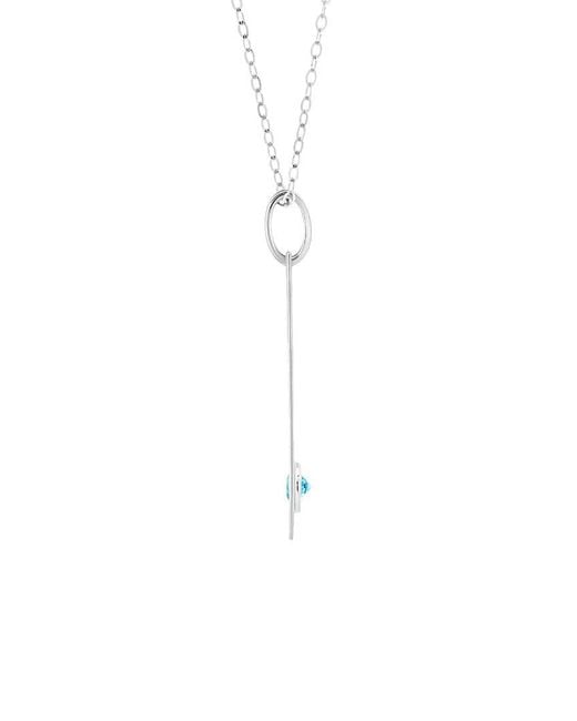 MaxColor White 14K 0.07 Ct. Tw. Aquamarine Pendant Necklace