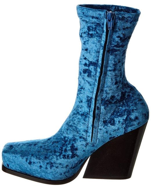 Stella McCartney Blue Cowboy Crushed Velvet Boot