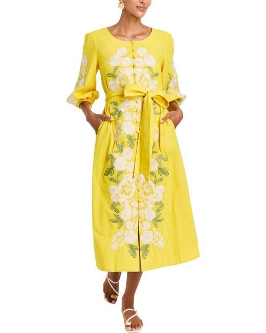 mestiza Yellow Suzanna Midi Dress