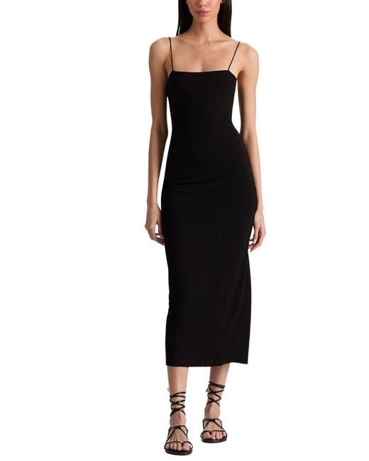 Alice + Olivia Black Fifi Wool-Blend Midi Dress