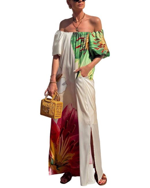 LOEY White Off-The-Shoulder Maxi Dress