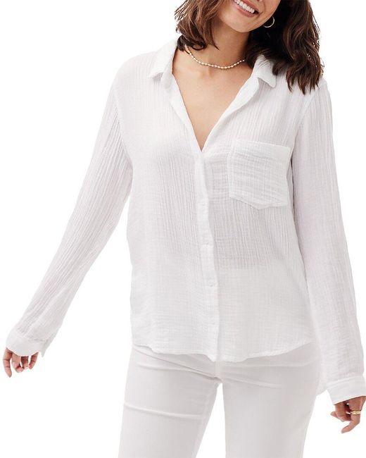 Bella Dahl White Pocket Button-Down Shirt