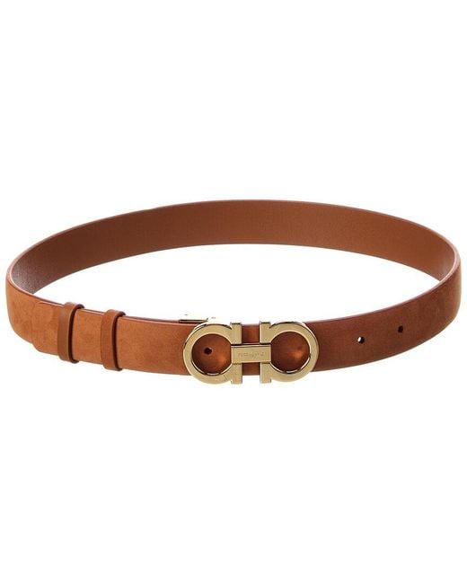 Ferragamo Brown Gancini Adjustable Leather Belt