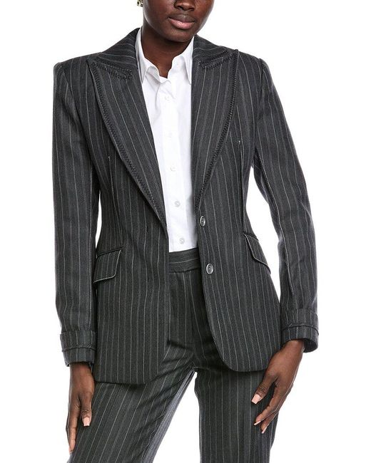 Jonathan Simkhai Black Gamela Single Breasted Wool-Blend Blazer