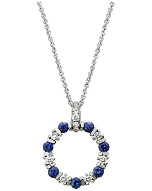Diamond Select Cuts Metallic 14k Diamond .20 Ct. & .61 Ct. Blue Sapphire Necklace