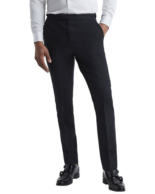 Reiss Blue Hope Wool-Blend Travel Plain Weave Pant for men