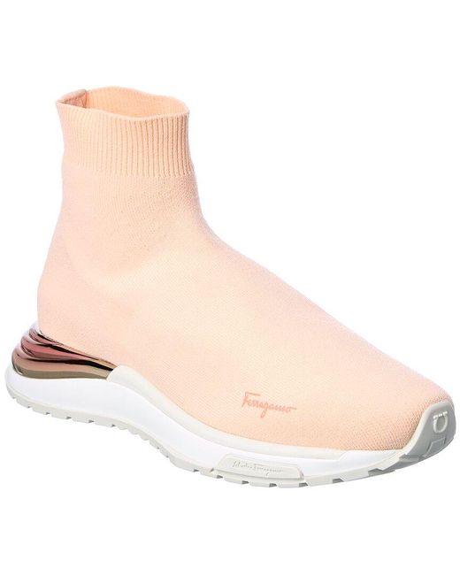 Ferragamo Natural Ninette Knit Sock Sneaker