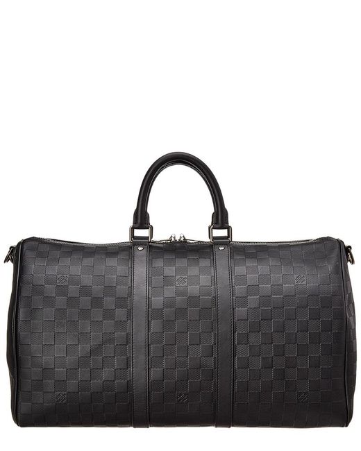 Louis Vuitton Keepall Bandouliere Bag Damier Infini Leather 45 Blue