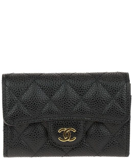 Chanel Black Quilted Caviar Leather Small Compact Flap Wallet - Yoogi's  Closet