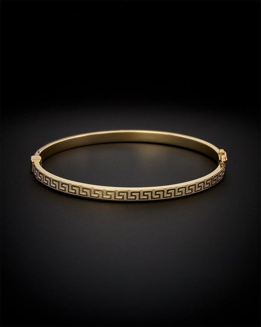Italian Gold Black 14k Greek Key Bangle Bracelet