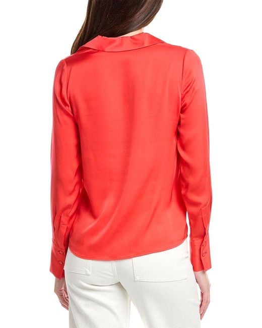 Tahari Red The Ciaran Silk-Blend Blouse