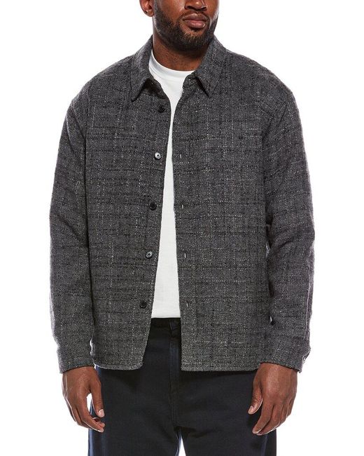 FRAME Gray Tweed Wool-Blend Overshirt for men