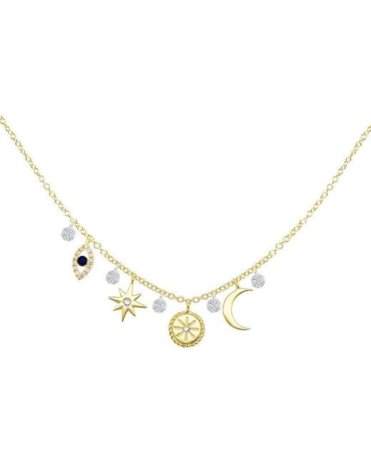 Meira T Metallic 14K 0.11 Ct. Tw. Diamond & Sapphire Charm Necklace