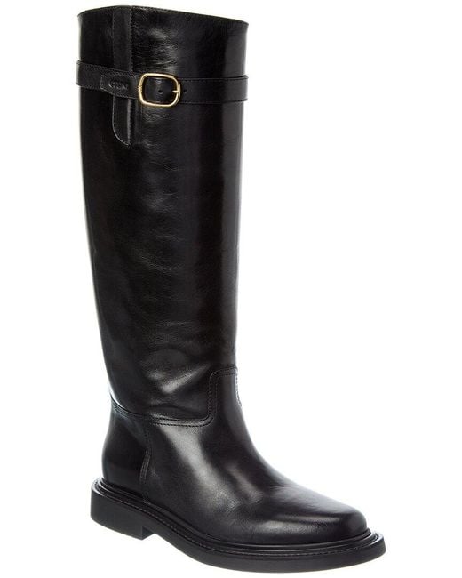 Céline Black Universite Leather Knee-High Boot