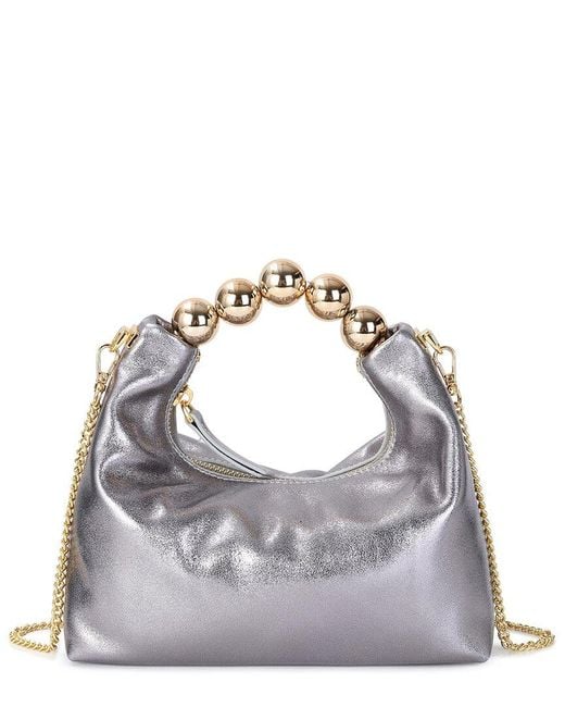 Tiffany & Fred Paris Smooth Metallic Leather Top-Handle Crossbody